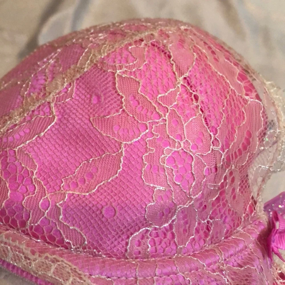 Victoria secret lace bra pink bows satin angel - Picture 4 of 10